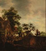 Isaac van Ostade Travellers Halting at an Inn oil on canvas